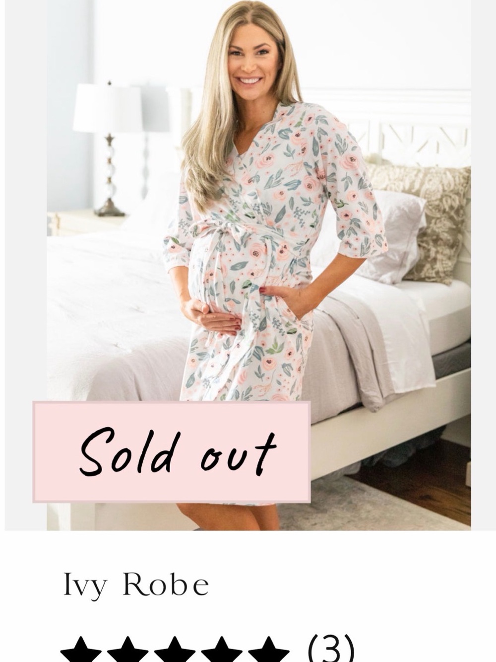 Baby Be Mine Floral Wrap Robe in Pink and White (Ivy print) Size S/M